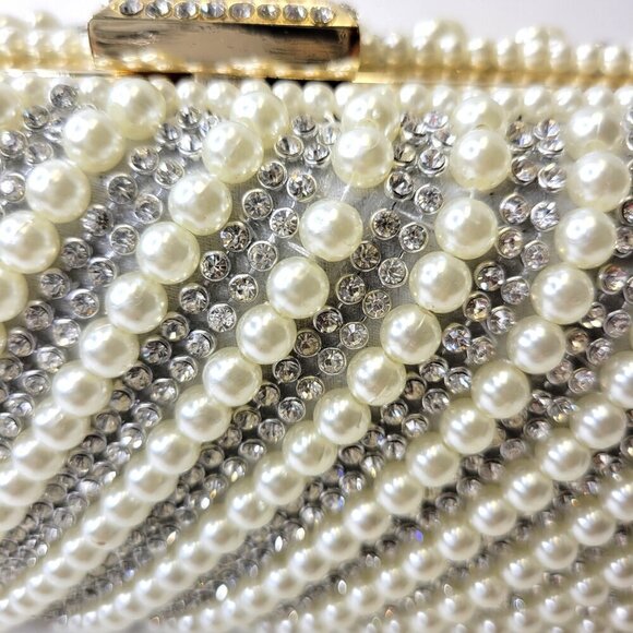 Pearl and Rhinestone Clutch Purse Pearl Evening Bag Pearl Wedding Purse - Picture 4 of 13